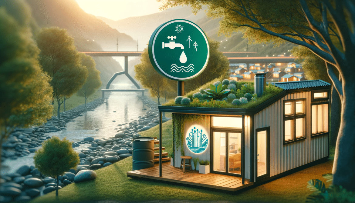 An-illustration-showing-a-tiny-house-with-a-greywater-system-as-an-alternative-to-rainwater-collection.-The-image-includes-a-sign-or-symbol-indicating
